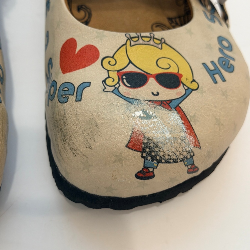 Calceo Goby 'Every Girl Is A Super Hero' Clogs/Mules Shoes Size 38 US 7.5 - Picture 14 of 16